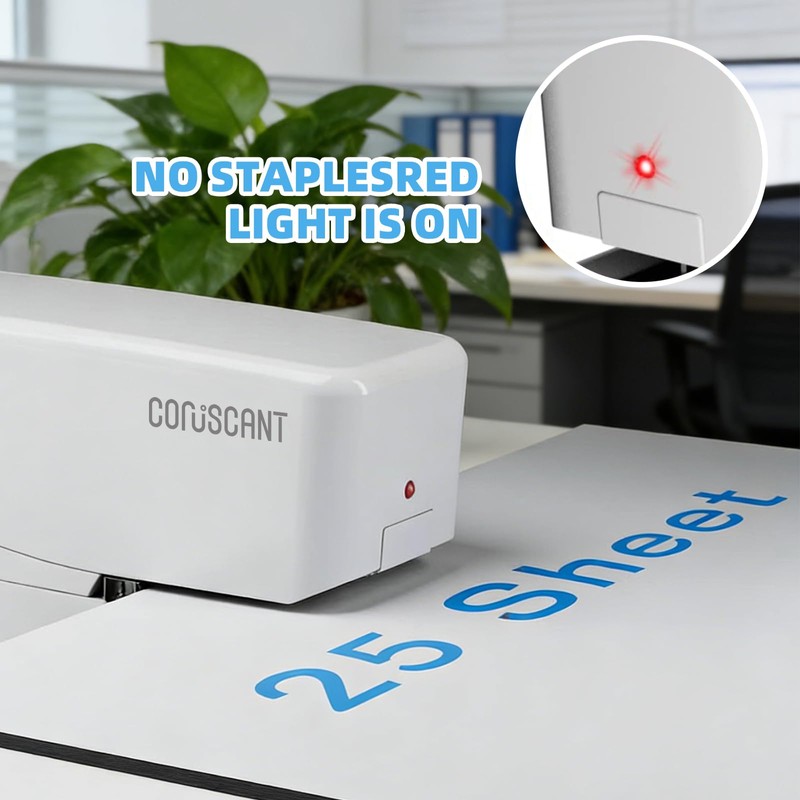 Coruscant Electric Stapler, No Jam Easy Reload, 25 Sheet Automatic