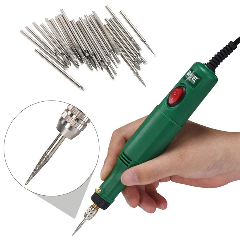 Gasea 30pcs 2.35mm Shank Diamond Coated Rotary Burr Drill Bits