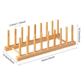 HBlife 4pcs Bamboo Dish Plate Bowl Cup Book Pot Lid Cutting Board Drying Rack Stand Drainer Storage Holder Organizer Kitchen Cabinet (Keep Dry)