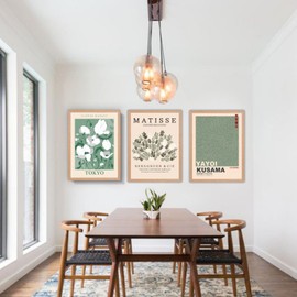 LOZULO Grün Poster Set Leinwand Bilder, Modern Wandbilder Wohnzimmer Schlafzimmer Deko Bild, Wanddeko Pictures Aesthetic Room Decor Matisse Posters Bilderset A4, ohne Rahmen