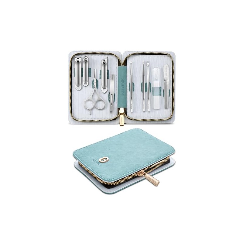 Professional 10-Piece Manicure Kit with Exquisite Leather Case