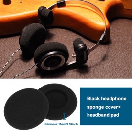 OTOTEC 2 Sets Earphone Sponge Foam Pads Earpads+Headband Cushions Including 4 Earpads 4 Headband Compatible with Koss Porta Pro Sporta Pro Black