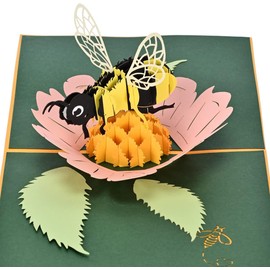 Yadiana Pop Up Honey Bee Card,Honey Bee 3D Greeting Cards,For Mothers Day, Spring, Thinking of You, Thank You, Sympathy, Wedding, Anniversary, Just Because, All Occasion