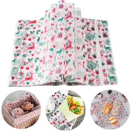 100 Pcs Christmas Wax Paper Sheets for Food,Decorative Parchment Paper Basket Liners Food Picnic Paper Sheets Waterproof Sandwich Wrapping Paper Greaseproof Deli Paper (Green Reindeer)