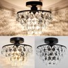 YYJLX Modern Small Crystal Ceiling Light Fixture Mini Black Semi