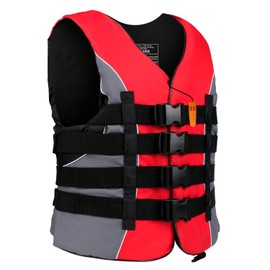 XGEAR Adult USCG Life Jacket Vest Water Sports (Red, L)