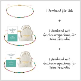happymaker - Armbänder für Frauen und Mädchen, handgefertigt aus Miyuki Perlen mit Geschenkverpackung, Freundschaftsarmband 3er Set für beste Freundinnen