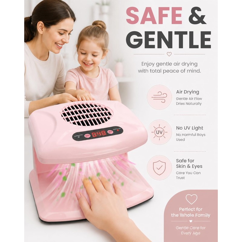 Nail Dryer Fan, 300W Nail Fan for Regular Polish, Pink