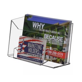 Marketing Holders Countertop or Wall Postcard Holder with Business Card Attachment Display Stand
