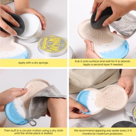 BOOWAN NICOLE Paste Sealer Wax with Carnauba and Beeswax - Clear - Perfect for Wooden Stone Concrete Jesmonite 7Fl Oz, Food-Grade Waterproof & Color Protection