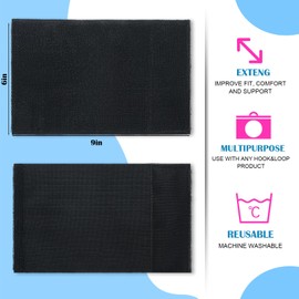 Geiserailie 4 Pcs Extender Strap Reusable Ice Belt Extender Strap Multipurpose Elastic Hook and Loop Extension for Ice Pack Black Back/Knee/Ankle Braces, Vests, Wraps, and Belts (6 x 9 Inch)