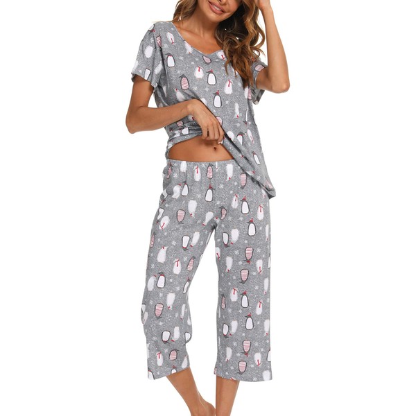 MIA LUCCE Womens Pyjamas -Short SleeveTops with 3/4 Pants PJs