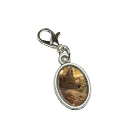 GRAPHICS & MORE Coyote - Wild Dog Antiqued Bracelet Pendant Zipper Pull Oval Charm with Lobster Clasp