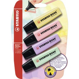 Highlighter - STABILO BOSS ORIGINAL Pastel Pack of 4 Assorted Colours