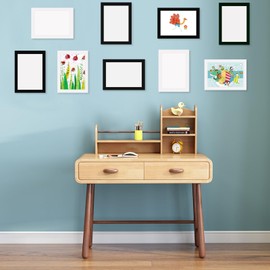 A4(21x29.7cm) Collage Picture Frame Set of 6,Colorful Stick-On Frames for Kid's Artwork and Photos,No Nails Needed,Wall Mounting Display for Photos,Great for Kindergarten Office Home Room Decor,Black