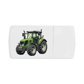 'Green Farm Tractor' Pill Box with Tablet Splitter (PI00032785)