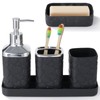 5 Pcs Bathroom Accessories Set, Heart Embossed Lotion Dispenser, Toothbrush