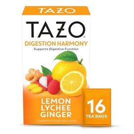 TAZO Herbal Tea Bags, Digestion Harmony Lemon Lychee Ginger, 16 Count (Pack of 1)