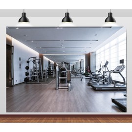 CORFOTO 7x5ft Gym Interior Backdrop Morden Style Sports Weightlifting Treadmill Fitness Equipment Motion Photography Background Adult Artistic Portrait Wallpaper Photo Booth Studios Props
