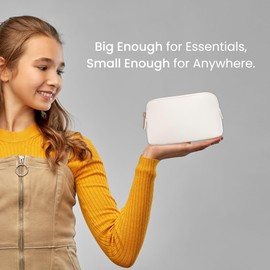 Everwish Creations Saffiano Leather Makeup Bag | Luxury PU Leather Cosmetic Pouch | Small Travel Toiletry Organizer | Portable Makeup Bag for Women | Pack of 1