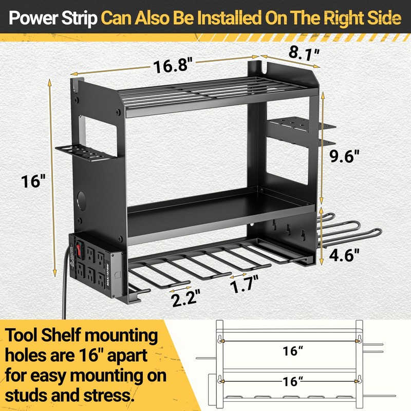 YYR Power Tool Organizer Wall Mount with Charging Station, Cordless