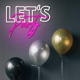 Let's Party Neon Sign Lets Party Neon Sign for Wall Decor Party Decorations USB Dimmable LED Neon Lights for Birthday Wedding Beer Bar Kitchen Restaurant Home Bar Pub Tavern Party Man Cave Club Shops Hotel Store Business Gift