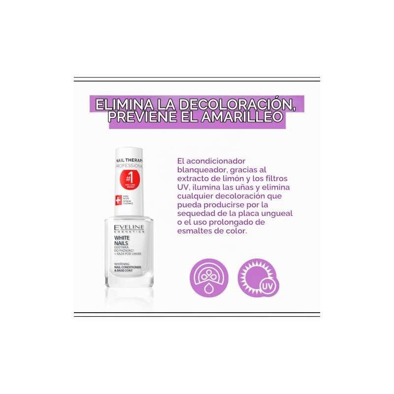 Eveline Cosmetics Esmalte Blanqueador de Unas, 12 ml