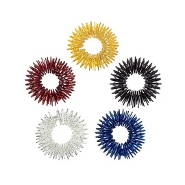 FOMIYES 40pcs Acupressure Finger Massage Rings for Stress Relief and Concentration Improvement Hand Massager in Gold Silver Black Blue Red