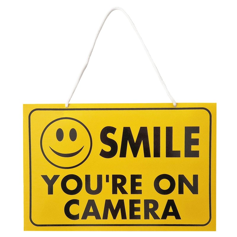 3 x CCTV Sign Yellow Smile You're on Camera High