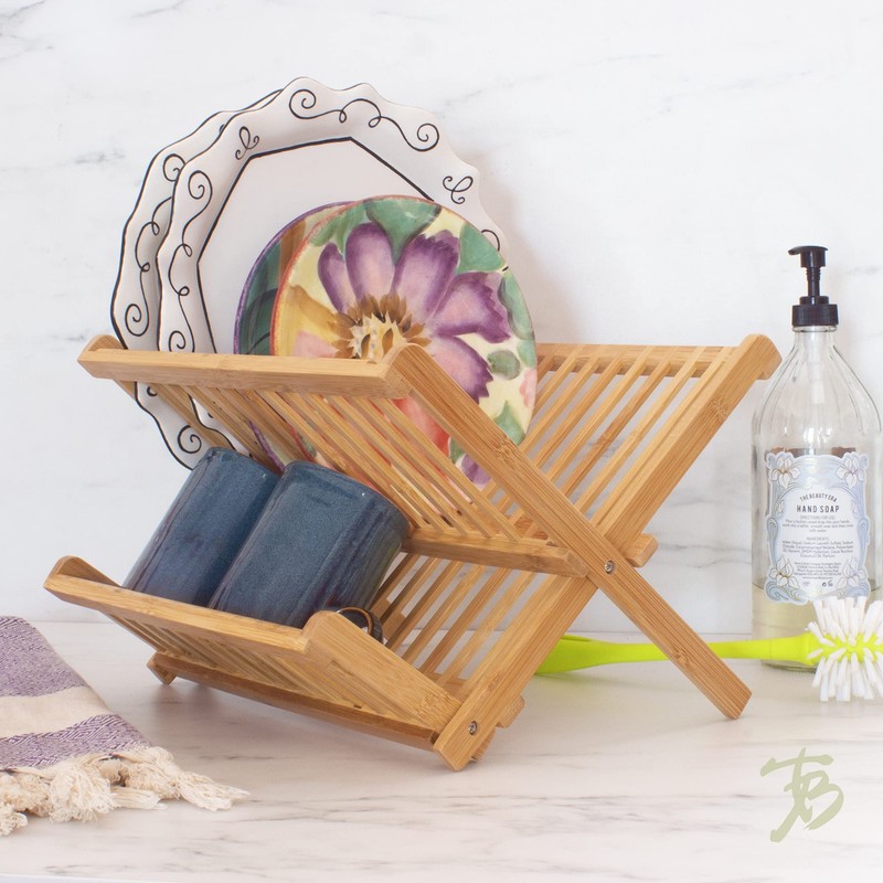 Totally Bamboo – Escurreplatos plegable, capacidad extragrande para máximo almacenamiento,