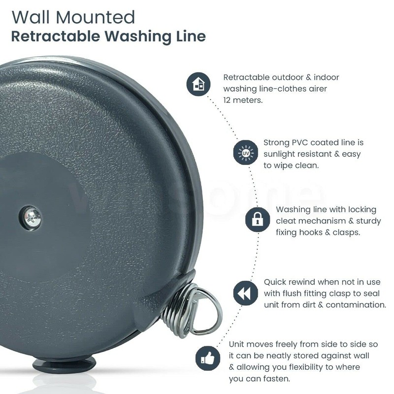Retractable Clothes Line | Washing Line Retractable Outdoor & Indoor
