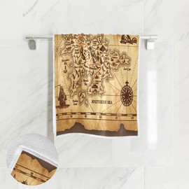 SUABO Pirate Map Hand Towel Dish Towels Cotton Face Towel 30x15 inch Gym Yoga Towels for Bath Decor