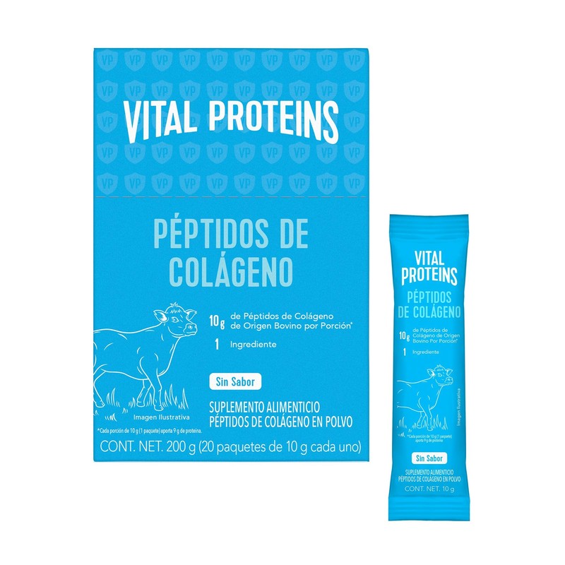 Péptidos de Colágeno Vital Proteins Bovino Sin Sabor 10g