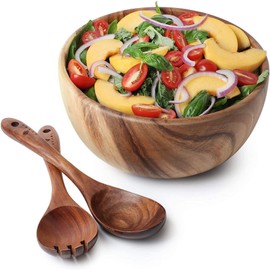 LUXIS DESIGNS Acacia Wave Serving Bowl for Fruits or Salads, Large, 12" Diameter x 7" Height, Single Bowl