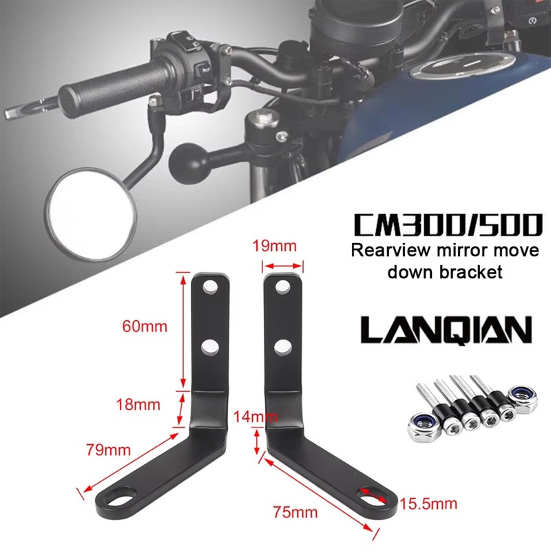 Rebel CMX500 2025 Motorcycle Rearview Mirror Down Bracket Handlebar Rear