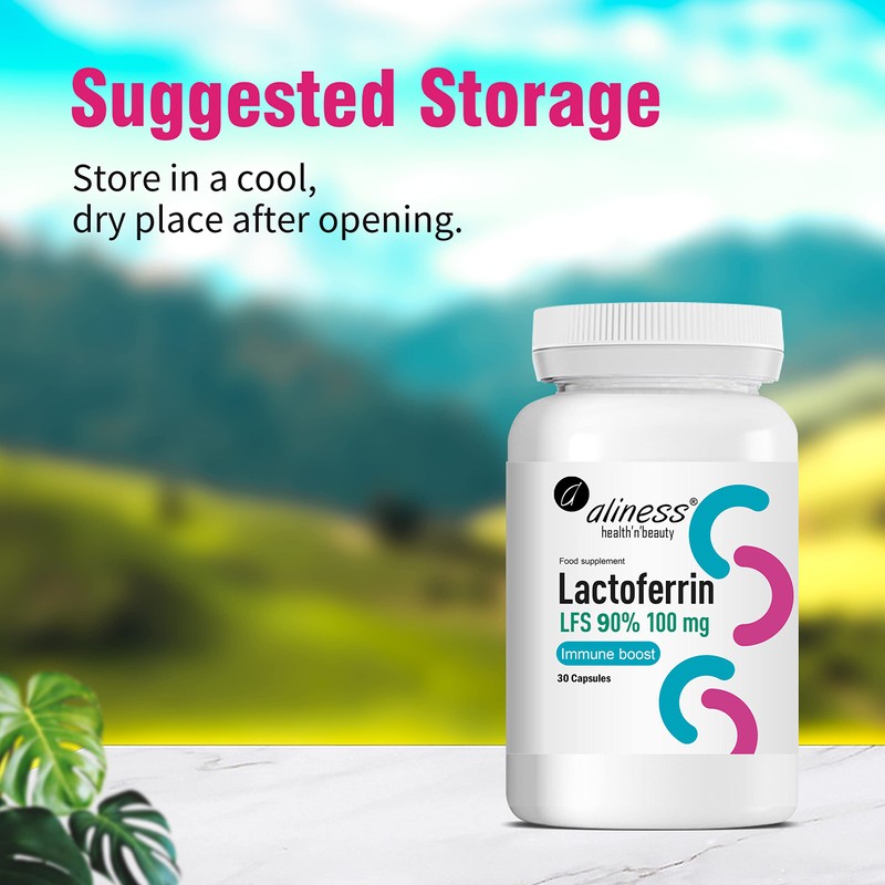 Aliness Lactoferrin LFS 90% 100mg Resistance Dietary Supplement 30 Capsules