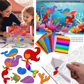 XANGNIER Foil Art Craft Kits for Kids, DIY Fun Crafting Set with Colorful Foil Stickers, Mess-Free Creative Activity for Boys & Girls Ages 4-12, Perfect Gifts for Birthdays, Holidays & Travel