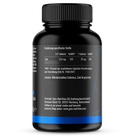Zinc 25 mg - 365 Tablets - Premium Bisglycinate High Dose - 25 mg Elementary Zinc per Tablet - Predetermined Breaking Point, Laboratory Tested, Vegan, Free from Hormones and Antibiotics