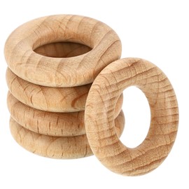 uxcell 5Pcs Wood Rings, 0.98"(25mm) OD. 6mm Thick Natural Beech Solid Wooden Rings Smooth Unfinished Wooden Circles for DIY Crafting, Knitting, Macrame, Pendant