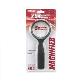 Carson HandHeld 2.5x Power Magnifier with 5x Spot Lens (JS-40) , black