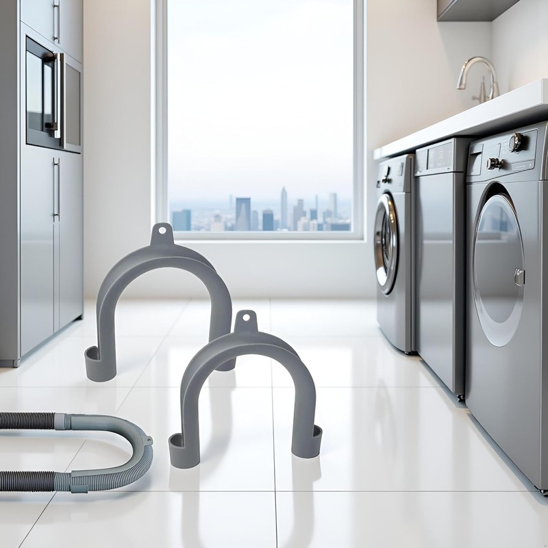 2Pcs Gray Plastic U-Shape Washing Machine Drain Hose Holder -