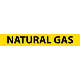NMC A1172Y Natural Gas Pipe Marker - 14in. x 2 in. PS Vinyl Pipe Marker with Black Text on Yellow Base
