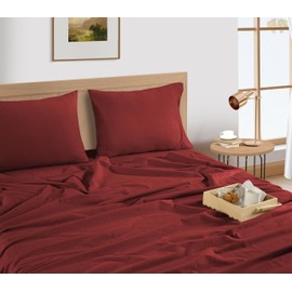 LANE LINEN Cotton Flannel Sheets Twin Size - Brushed for Extra Softness - Lightweight & Durable Twin Size 100% Cotton Sheets Set - Warm & Cozy Flannel Bed Sheets Set, 15" Deep Pocket - Rust Red