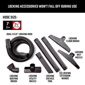 Craftsman CMXZVBE38800 2-1/2 in. Wet Dry Vac Pro Attachment Kit, Industrial-Grade Shop Vacuum Accessories for Heavy-Duty Projects, Fits 2-1/2 in. Hose Diameters