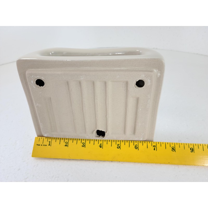 Beige Bone Almond Ceramic Soap Dish Tray Cloth Bar Washcloth
