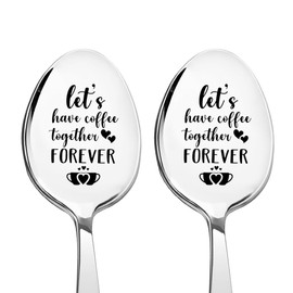 Husband Wife Anniversary Valentines Gifts for Women Men Coffee Lover Gift for Boyfriend Girlfriend Birthday Gifts for Him Her Couple Gifts for Couples Spoons for Fiancee Fiance Engagement Gifts 2pcs