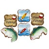 Gone Fishing Assortment- 6 Decorated Crunchy Shortbread Cookies Individually Wrapped