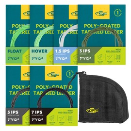 SF Fly Fishing Poly-Coated Leaders Kit Monofilament Core Leader Line for 7' IPS1, 1.5, 3, 5, 7 Set, Multi Colors 12LB