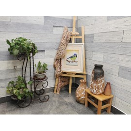 COLAMO 10pack White-Washed Weathered Real Pine Wood Peel and Stick Backsplash Planks, Self Stick On Shiplap Boards Paneling for RV Bedroom Living Room Accent Wall, Adhesive Wooden Wall Panel