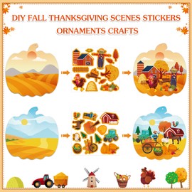 WhatSign Thanksgiving Crafts for Kids 24 Sets Thanksgiving Fall Stickers Make an Thanksgiving Scene Stickers Ornaments Fall Autumn Pumpkin Stickers Crafts for Kids Classroom Thanksgiving Party Favors